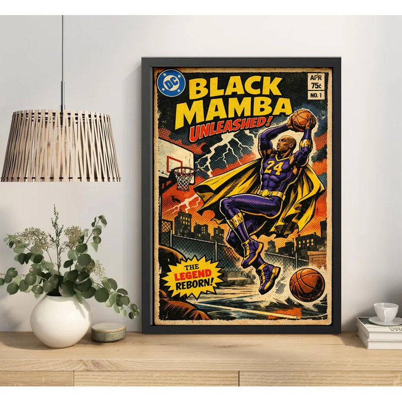 Cuadro Kobe Bryant Black Mamba Comics B2 Baloncesto Deportes Marco Negro