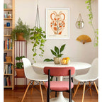 Cuadro Dormitorio Living Jarron Ceramica Flores Color Pastel Marco Blanco