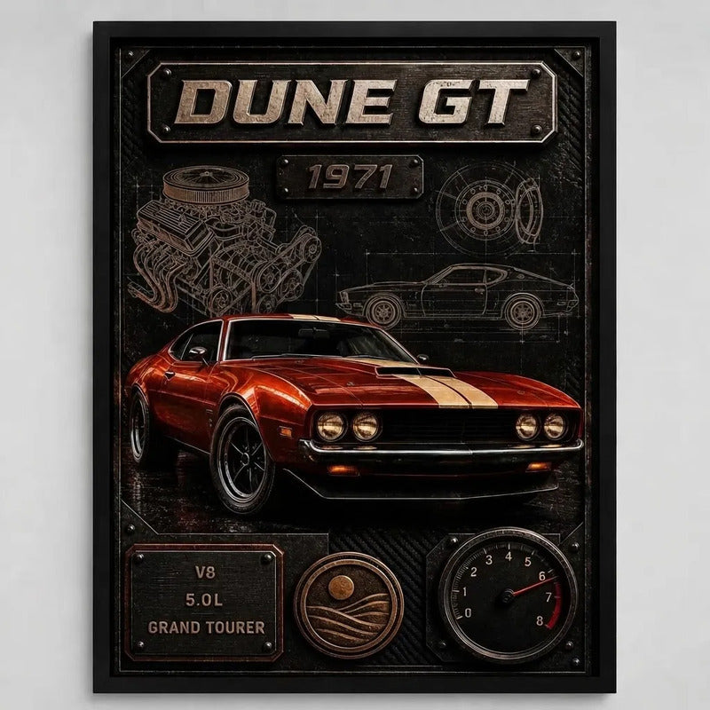 Cuadro Ford Mustang Mach 1 Clasico Arte 3d Auto Decoracion Marco Negro