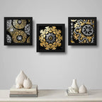 Set 3 Cuadros Mandalas Gold Doradas Arte Boho Zen Decoracion