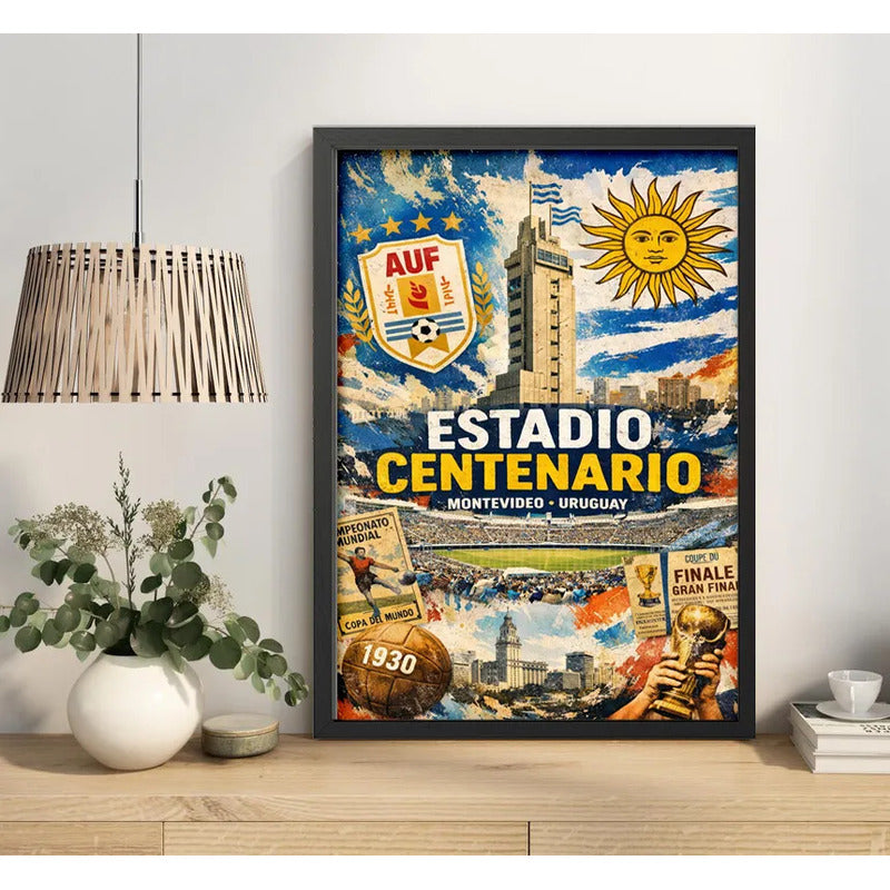 Cuadro Estadio Centenario De Montevideo Uruguay Futbol Retro Marco Negro