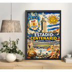 Cuadro Estadio Centenario De Montevideo Uruguay Futbol Retro Marco Negro