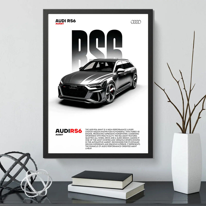 Cuadro Audi Rs6 Avant Auto Modelo Coche Deportivo Decoracion Marco Negro