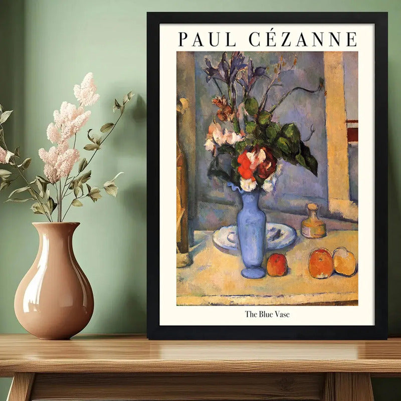 Cuadro Dormitorio Living Paul Cézanne El Jarrón Azul Flores Marco Negro