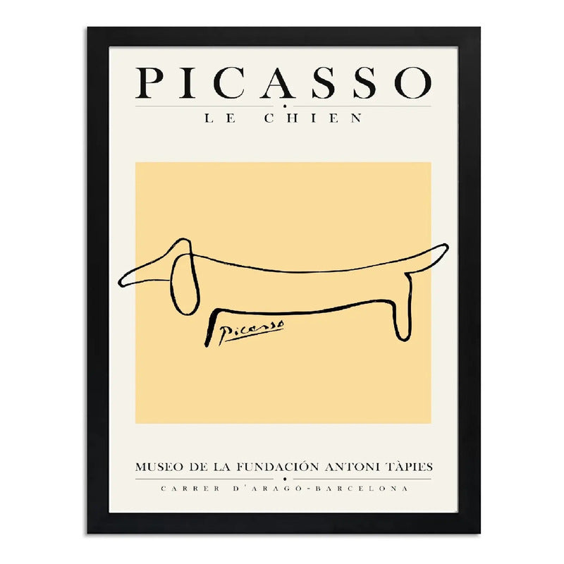 Cuadro Picasso El Perro Line Arte Abstracto Obra Minimalista Marco Negro
