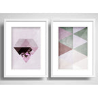 Set 2 Cuadros Diamante Geometrico Abstracto Con Paspartú