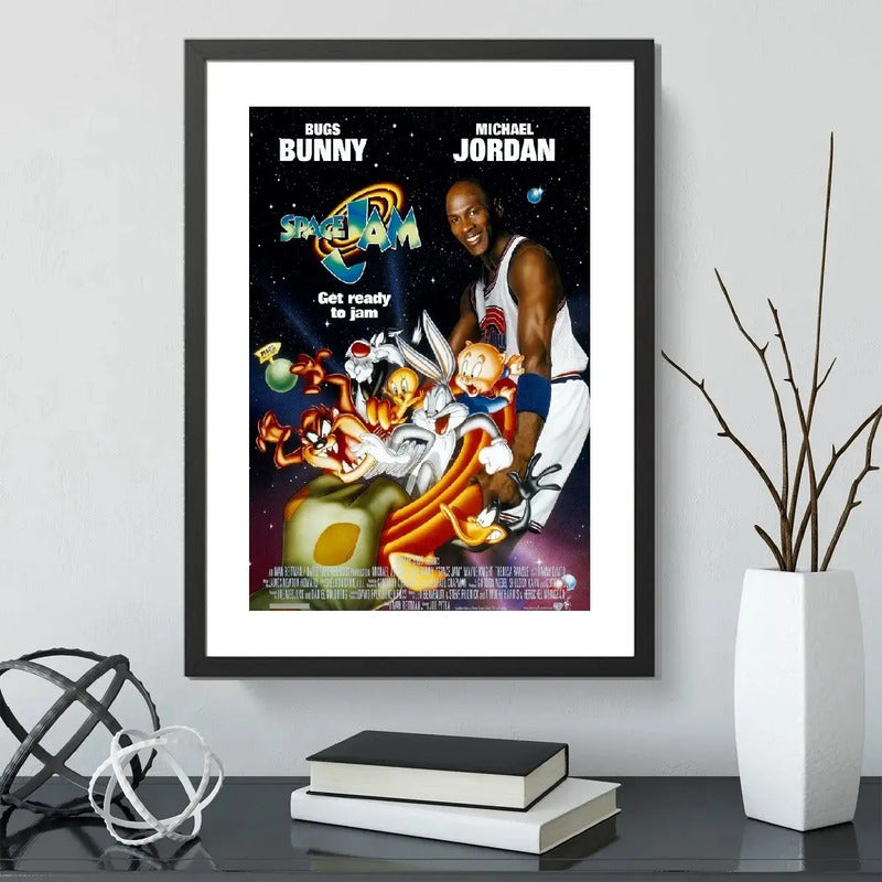 Cuadro Michael Jordan Space Jam Basket Looney Tunes Pelicula Marco Negro