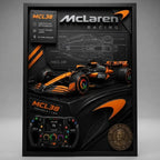 Cuadro Mclaren Mcl38 Formula 1 Auto Icónico Specs Efecto 3d Marco Negro