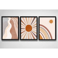 Set 3 Cuadros Boho Chic Zen Abstracto Arte Decoracion Boho Sol Negro