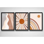 Set 3 Cuadros Boho Chic Zen Abstracto Arte Decoracion Boho Sol Negro