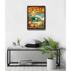Cuadro Surf Jeffreys Bay Arte Retro Olas Famosas Del Mundo Marco Negro