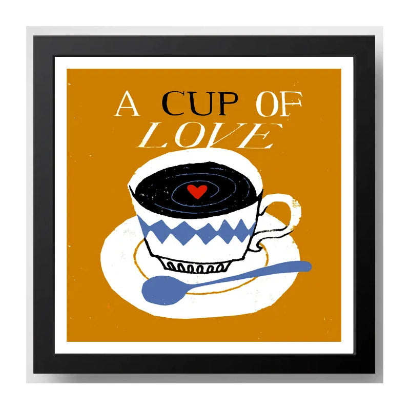 Cuadro Decoracion Living Comedor Cocina Frase Cafe Pop Art A Cup Of Love Negro