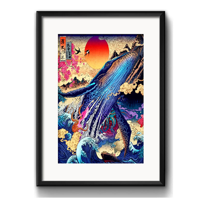 Cuadro Ballena Japón Arte Japonés Decoracion Con Paspartú