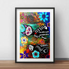 Cuadro Gato Perro Calavera Mexicana Decoracion Con Paspartú
