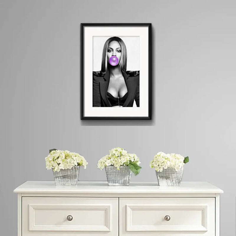 Cuadro Beyonce Chicle Pop Art Fashion Decoracion Paspartú