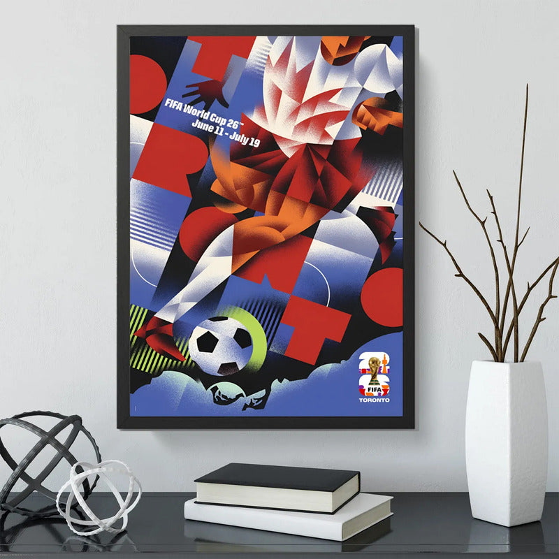 Cuadro Copa Del Mundo Futbol Fifa 2026 Póster Oficial Ciudad Toronto Canada Negro