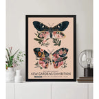 Cuadro Living Dormitorio Mariposas Flores William Morris Marco Negro