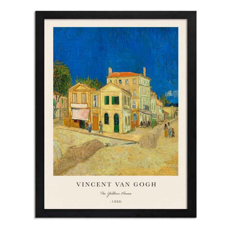 Set 2 Cuadros Living Van Gogh Granja Provenza Casa Amarilla Negro