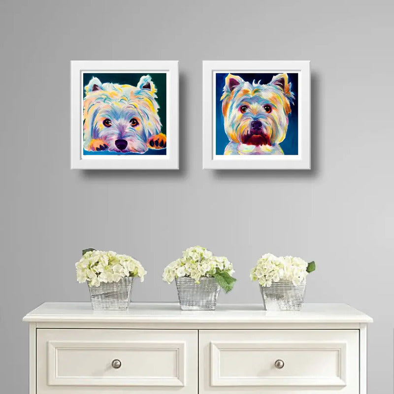 Set 2 Cuadros Perro Pop Art West Highland Mascotas Pet Arte