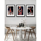Set 3 Cuadros Michael Jordan Basket Nba 53x43cm Con Paspartu Marco Negro
