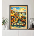 Cuadro Rio Branco Frontera Brasil Yaguarón Retro Uruguay Marco Negro