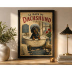 Cuadro Baño Paris Vintage Perro Salchicha Le Bain Dachshund Marco Negro