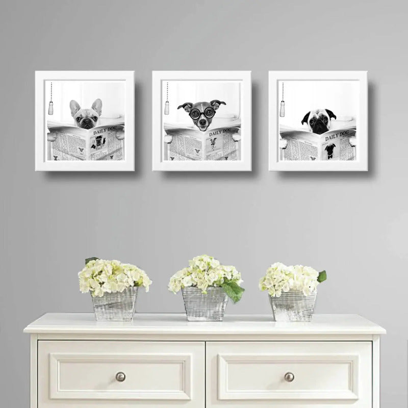 Set 3 Cuadros Perro Baño Decoracion Mascotas Pet Veterinaria
