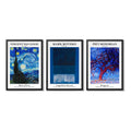 Set 3 Cuadros Van Gogh Mark Rothko Piet Mondrian Arte Azul La Noche Estrellada Blue White El Árbol Rojo Con Marco Negro
