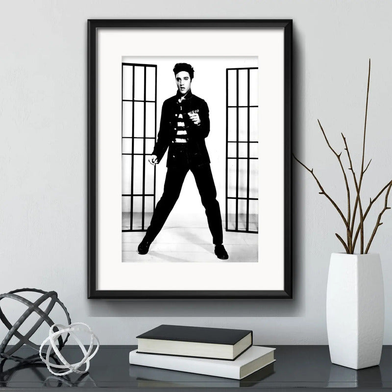Cuadro Elvis Presley Rock Retro Decoracion Con Paspartú Elvis Jailhouse Rock 2 Con Marco Negro