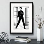 Cuadro Elvis Presley Rock Retro Decoracion Con Paspartú Elvis Jailhouse Rock 2 Con Marco Negro