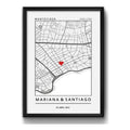 Cuadro Personalizado Pareja Novios Mapa Gps Primer Encuentro Marco Negro