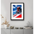 Cuadro Moto Gp Carrera Motociclismo Br1 53x43cm Con Paspartú Marco Negro