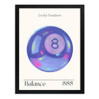 Cuadro Bola 8 Numero Suerte Retro Equilibrio 888 Decoracion Marco Negro