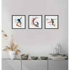 Set 3 Cuadros Skate Surf Futbol Pop Art Deportes Club Gym Marco Negro