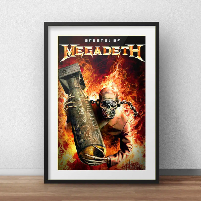 Cuadro Megadeth Metal Rock Banda Decoracion Con Paspartú Marco Negro