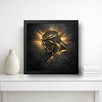 Cuadro Jesús Cristo El Senor Arte Línea Dorada Brillante Marco Negro