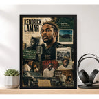 Cuadro Kendrick Lamar Rapero Rap Hip Hop Arte Vintage Marco Negro