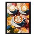 Cuadro Cafés Latte Hojas De Otoño Arte Cocina Decoracion Marco Negro