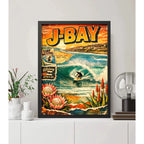 Cuadro Surf Jeffreys Bay Arte Retro Olas Famosas Del Mundo Marco Negro
