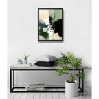 Cuadro Dormitorio Living Boho Abstracto Tranquilidad Verde Marco Negro