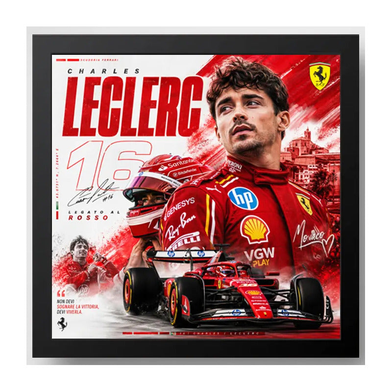 Cuadro Charles Leclerc Formula 1 Ferrari Team Auto Coleccion Marco Negro