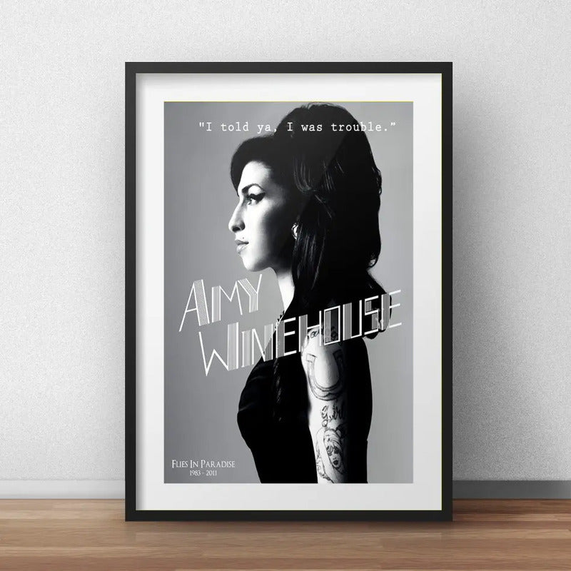 Cuadro Amy Winehouse Letra Musica Decoracion Con Paspartú Marco Negro