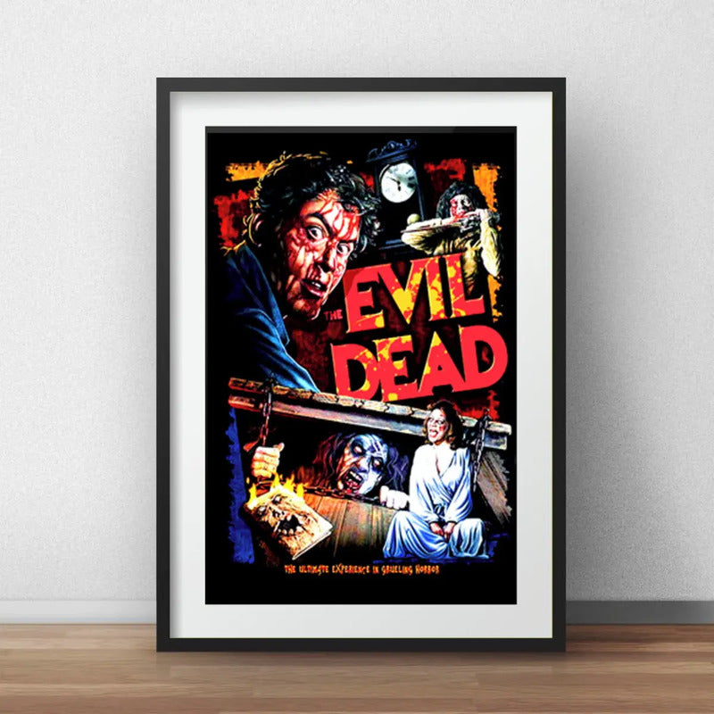 Cuadro Evil Dead Posesión Infernal Terror Brs1 Con Paspartú Marco Negro