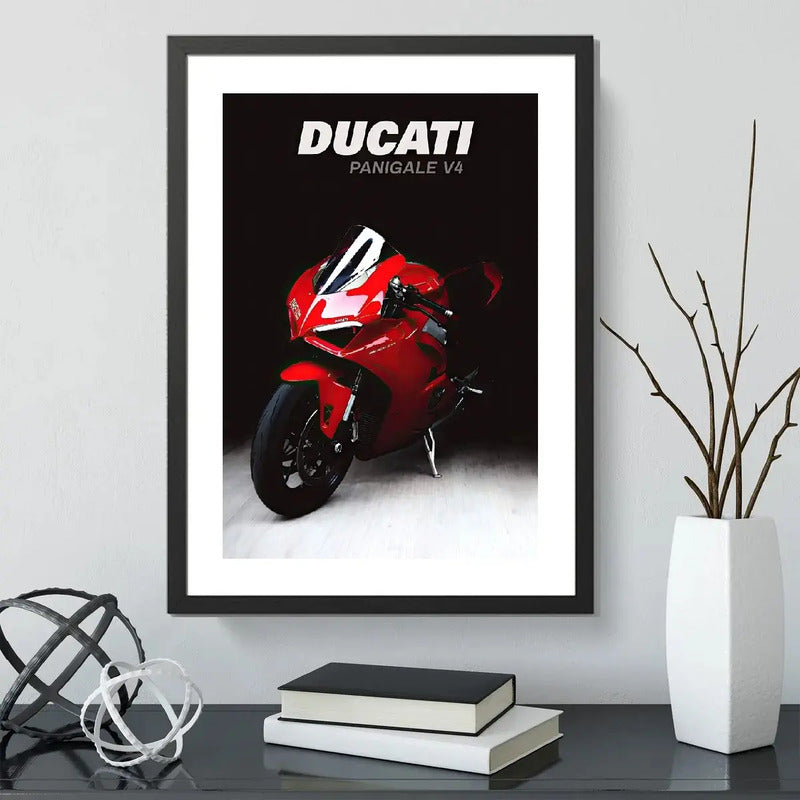 Cuadro Moto Ducati Panigale V4 Motocicleta Arte Modelo Marco Negro