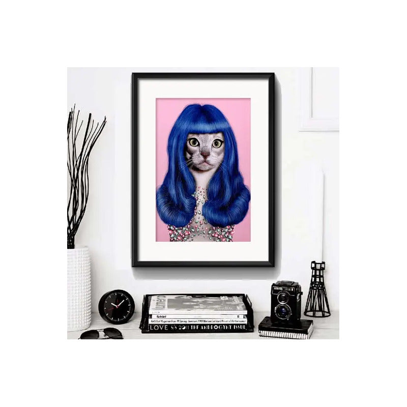 Cuadro Perro Gato Musica Cine Pop Decoracion Con Paspartú