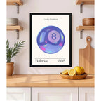 Cuadro Bola 8 Numero Suerte Retro Equilibrio 888 Decoracion Marco Negro
