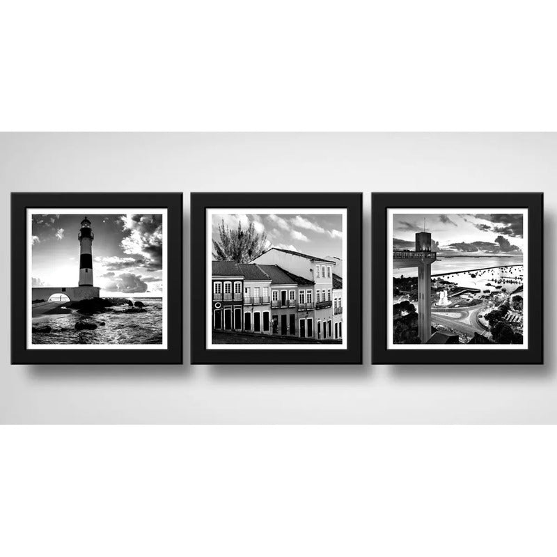 Set 3 Cuadros Salvador Bahia Brasil Faro Playas Decoracion