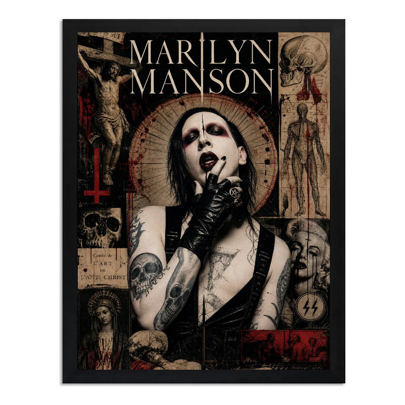 Cuadro Marilyn Manson Rock Metal Musica Album Decoracion Marco Negro