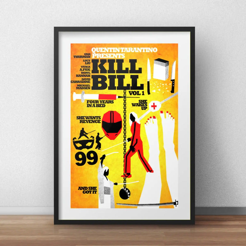 Cuadro Kill Bill Minimalista Pelicula Tarantino Con Paspartú Marco Negro