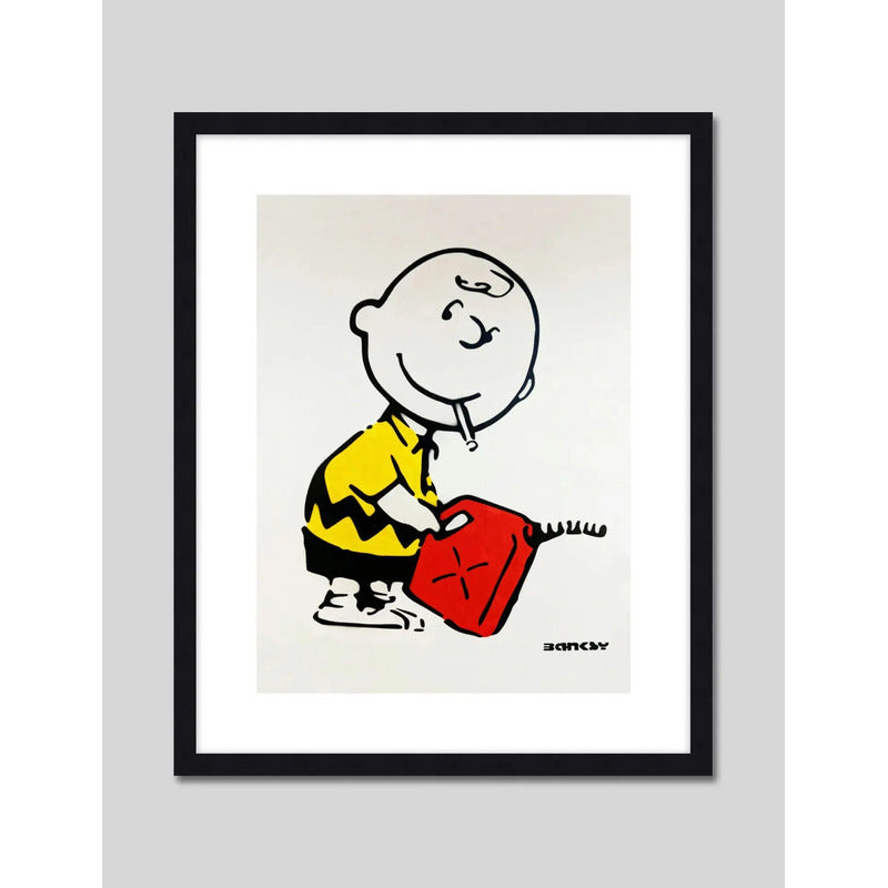 Cuadro Banksy Charlie Brown Firestarter Arte Decoracion Marco Negro
